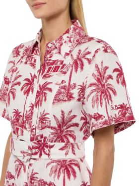 Carola linen playsuit with toile de jouy print | AI CO-CREATED DESIGN BY RICKDICK - POWERED BY RED-EYE