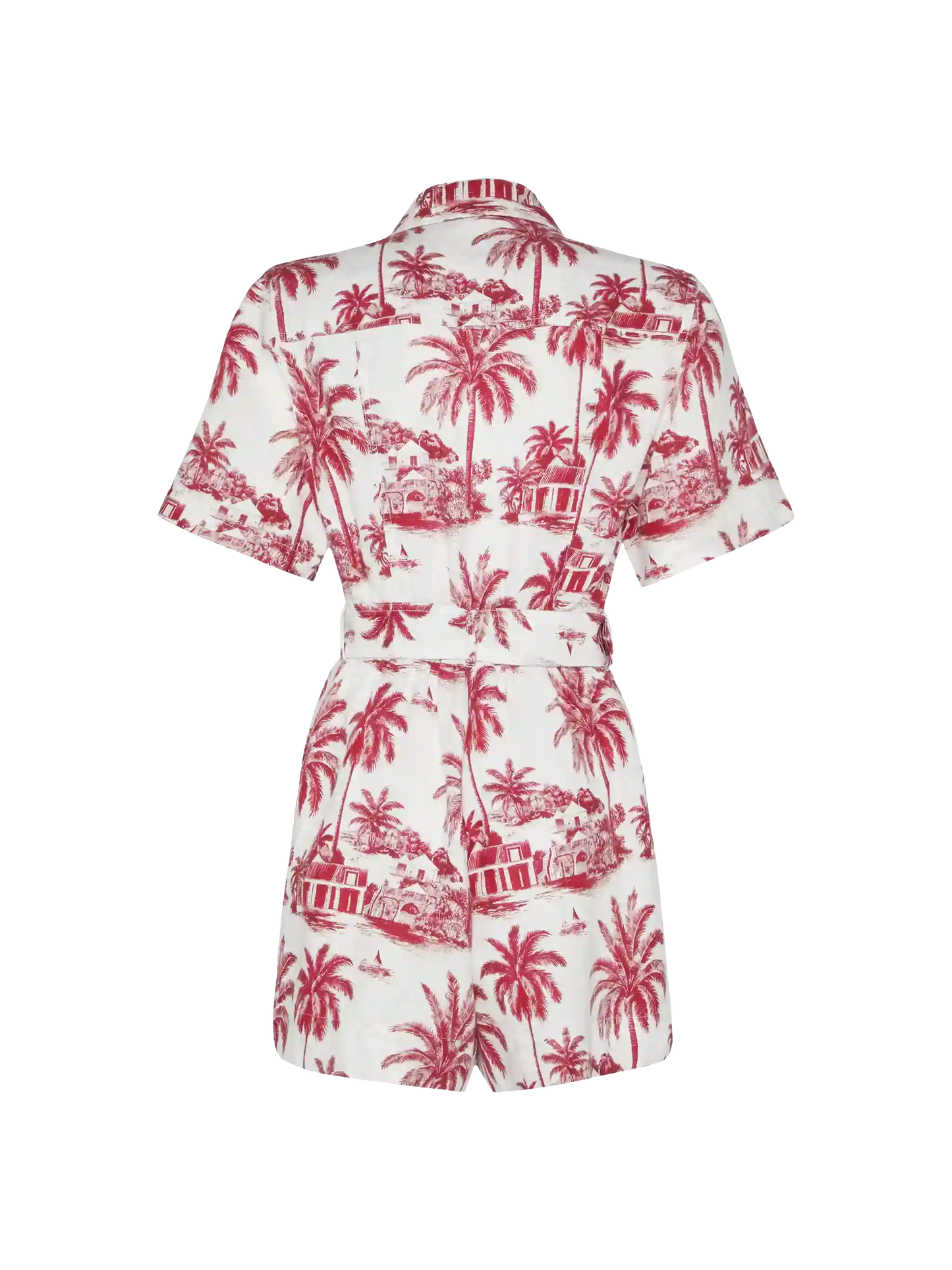 Carola linen playsuit with toile de jouy print | AI CO-CREATED DESIGN BY RICKDICK - POWERED BY RED-EYE
