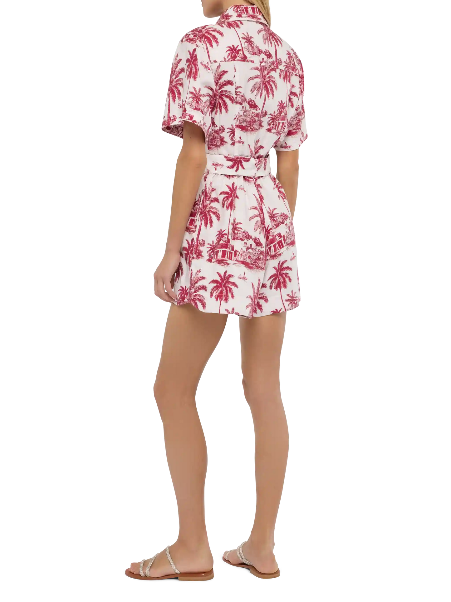 Carola linen playsuit with toile de jouy print | AI CO-CREATED DESIGN BY RICKDICK - POWERED BY RED-EYE