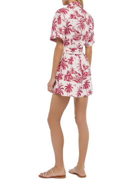Carola linen playsuit with toile de jouy print | AI CO-CREATED DESIGN BY RICKDICK - POWERED BY RED-EYE