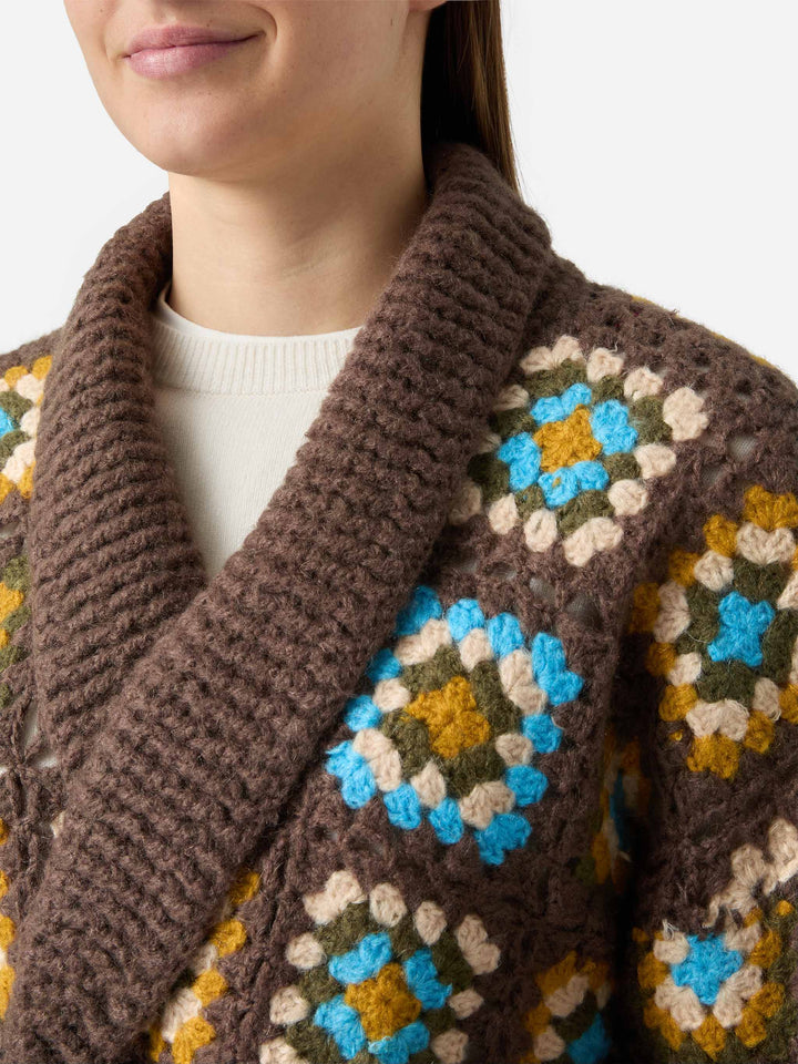 Cardigan Cristabel in crochet con cintura