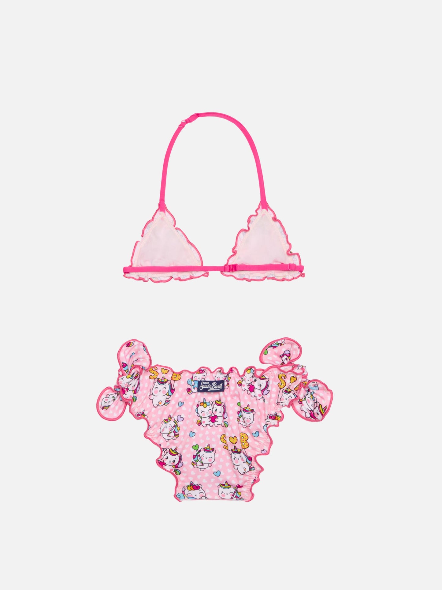 Bikini da bambina a triangolo con stampa unicorno