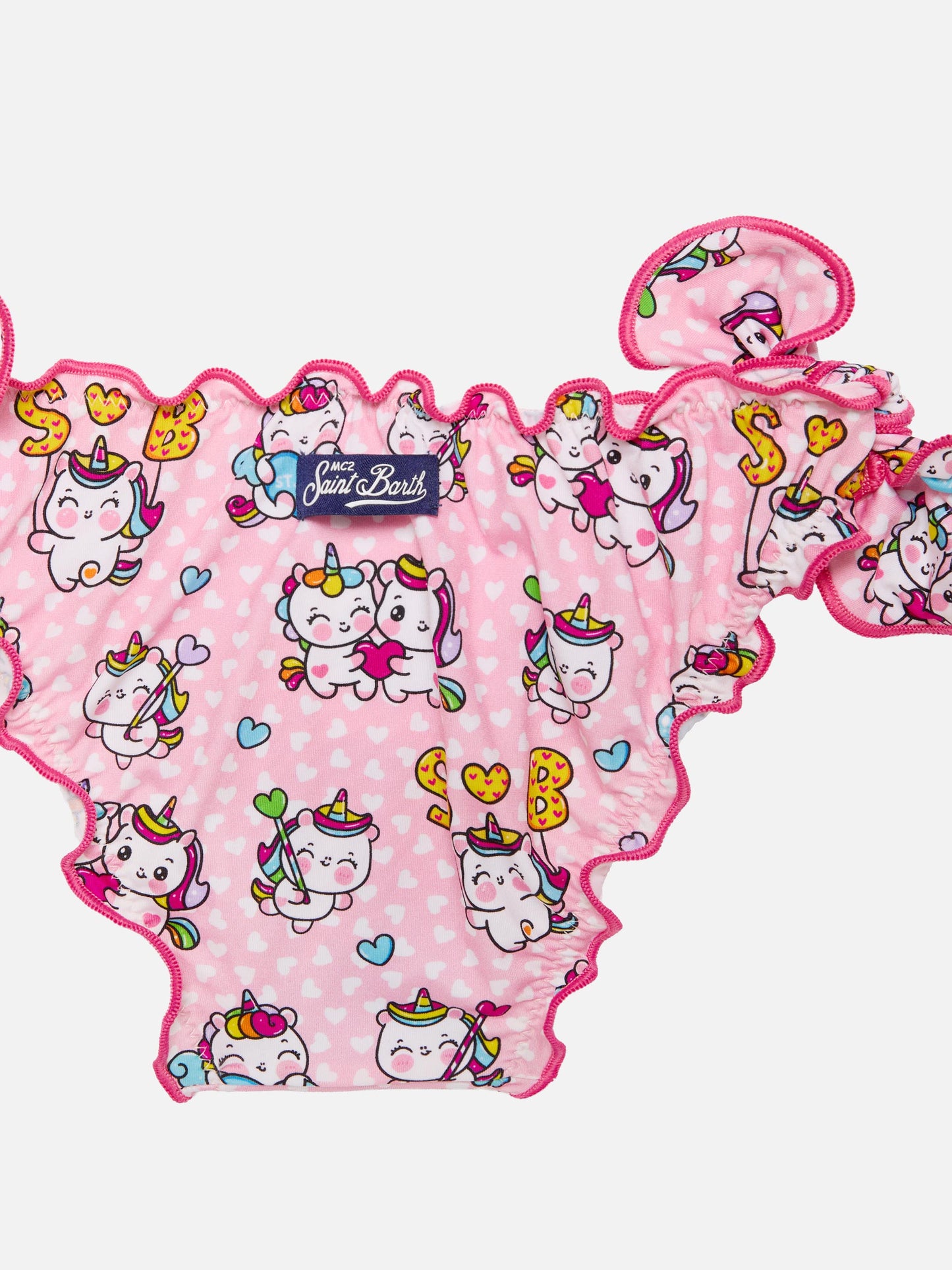 Bikini da bambina a triangolo con stampa unicorno