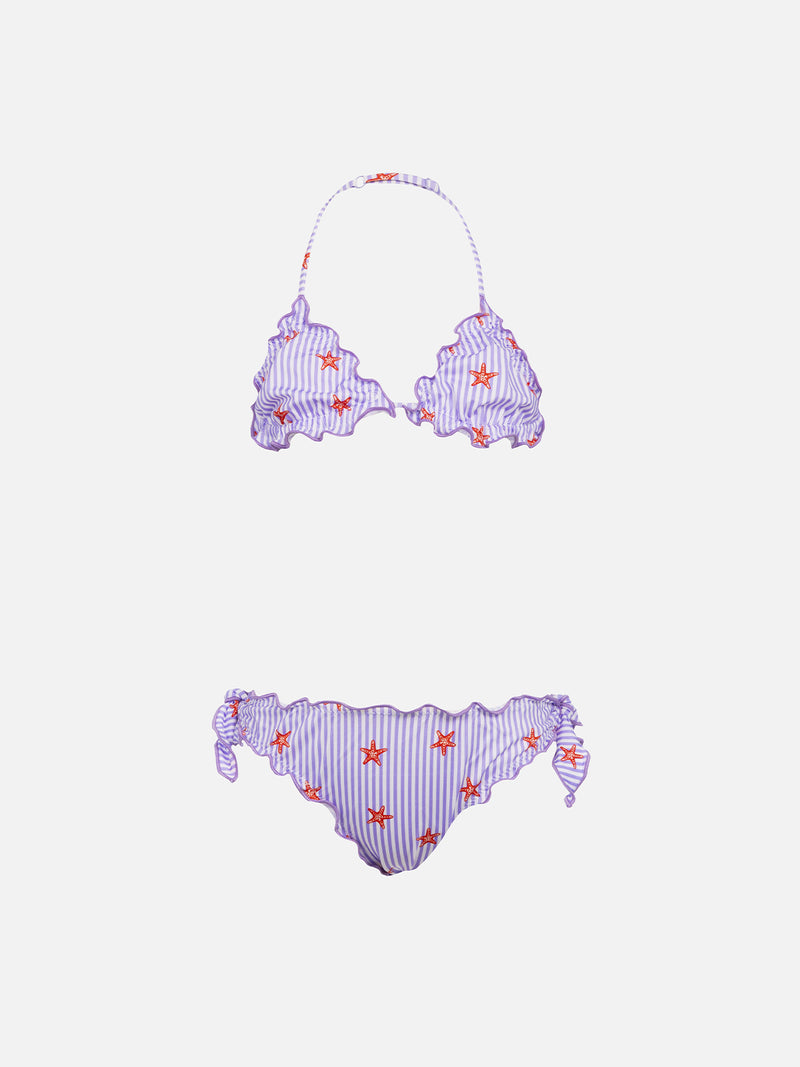 Girl classic triangle bikini Cris with seastars print