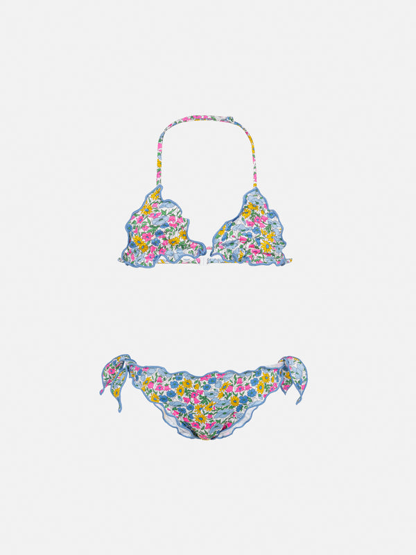 Bikini a triangolo classico Cris con stampa Poppy and Daisy | MADE WITH LIBERTY FABRIC