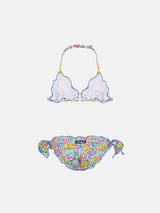 Bikini a triangolo classico Cris con stampa Poppy and Daisy | MADE WITH LIBERTY FABRIC