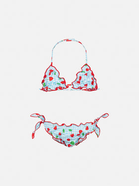 Cris klassischer Triangel-Bikini mit Kirsch- und Gingham-Print