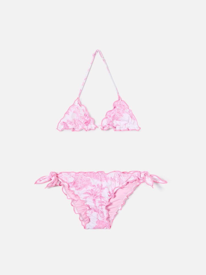 Cris stretch bikini with toile de jouy print