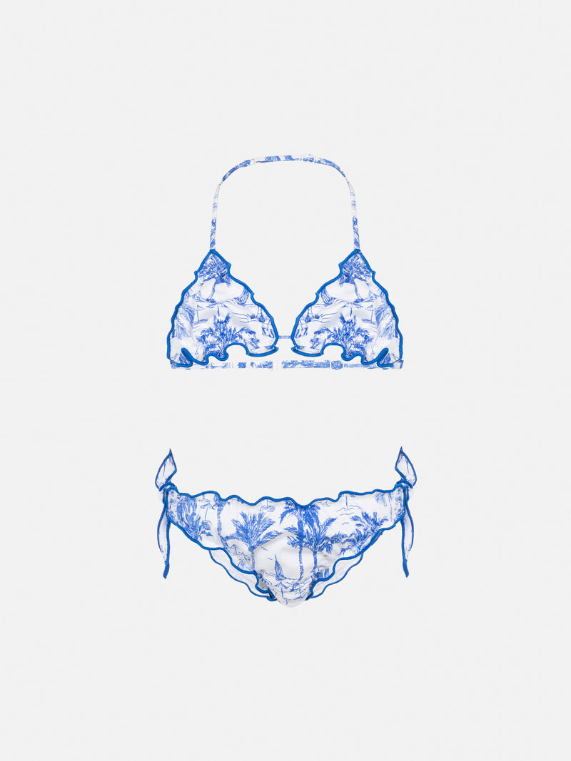 Bikini a triangolo classico Cris con stampa Toile de Jouy