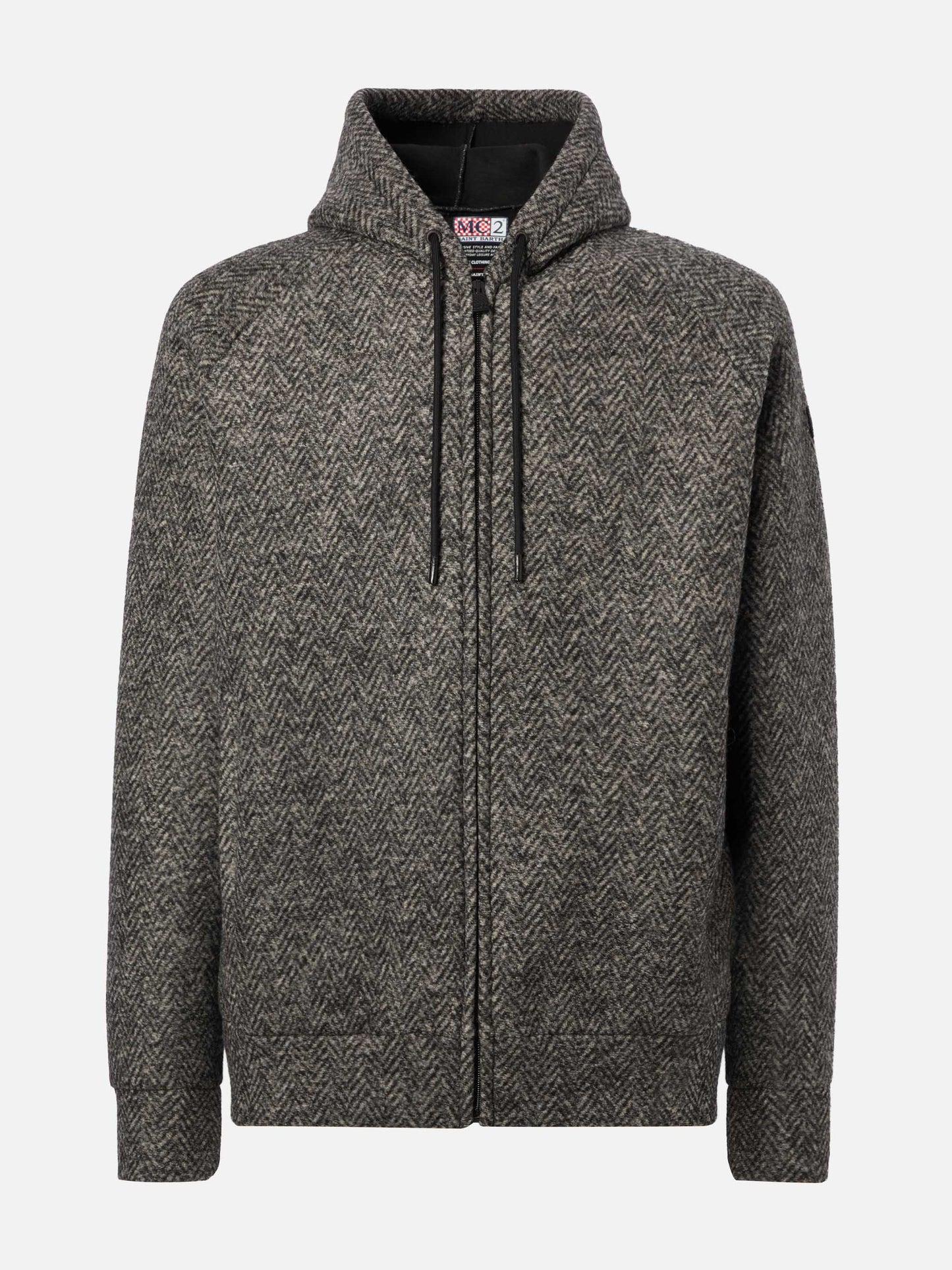 Carrell Wool herringbone jacket with zip and hood