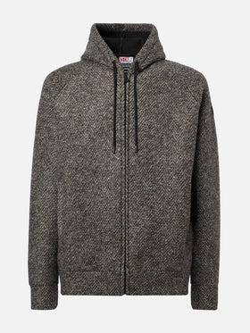 Carrell Wool herringbone jacket with zip and hood