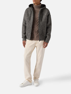 Giacca Carrell Wool spigata con zip e cappuccio