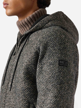 Giacca Carrell Wool spigata con zip e cappuccio