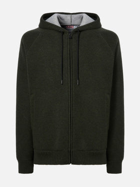 Giacca Carrell knit con zip e cappuccio verde militare