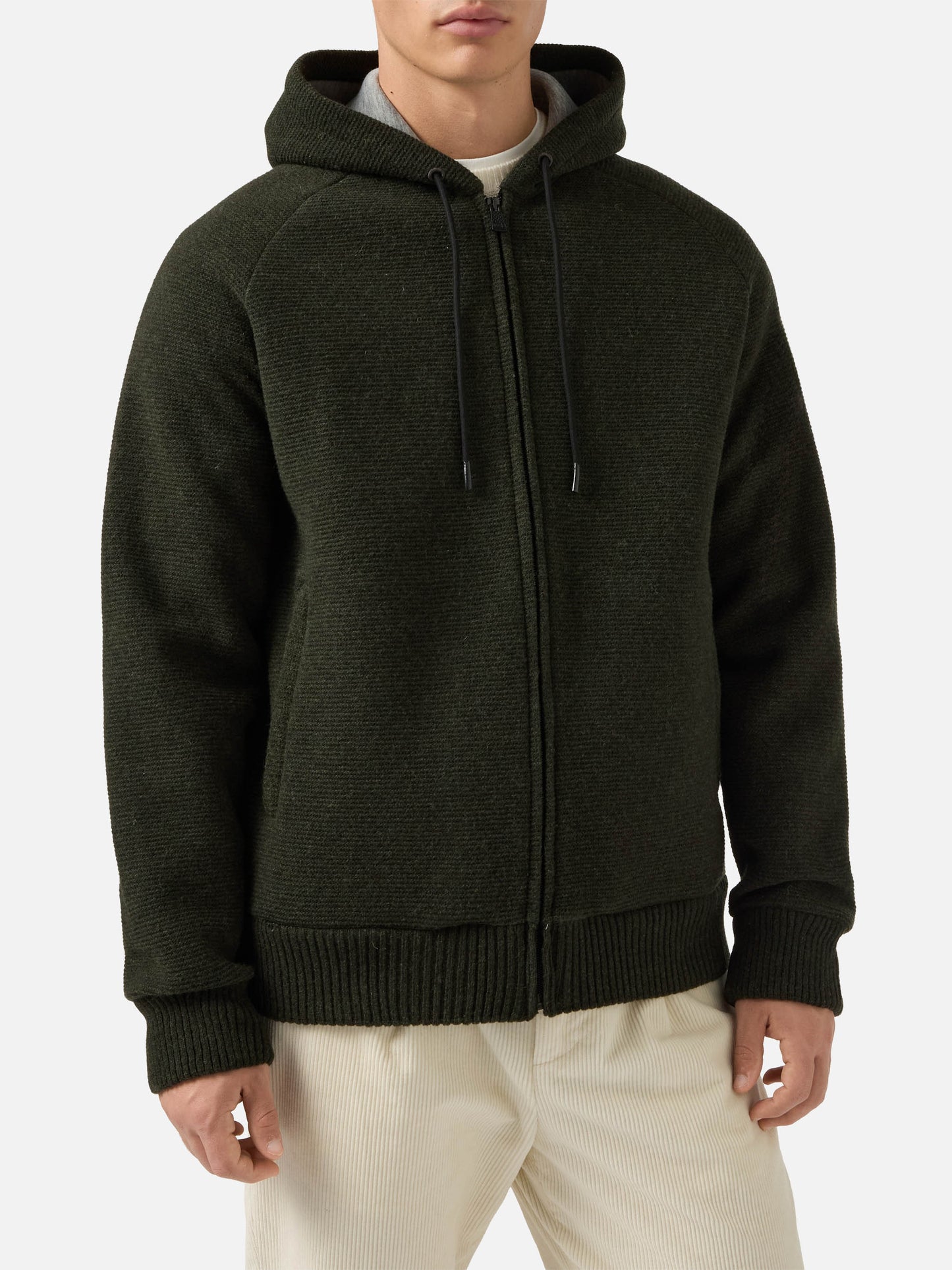 Giacca Carrell knit con zip e cappuccio verde militare