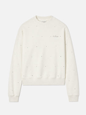 Sudadera Casey de algodón blanco con aplicación de strass 