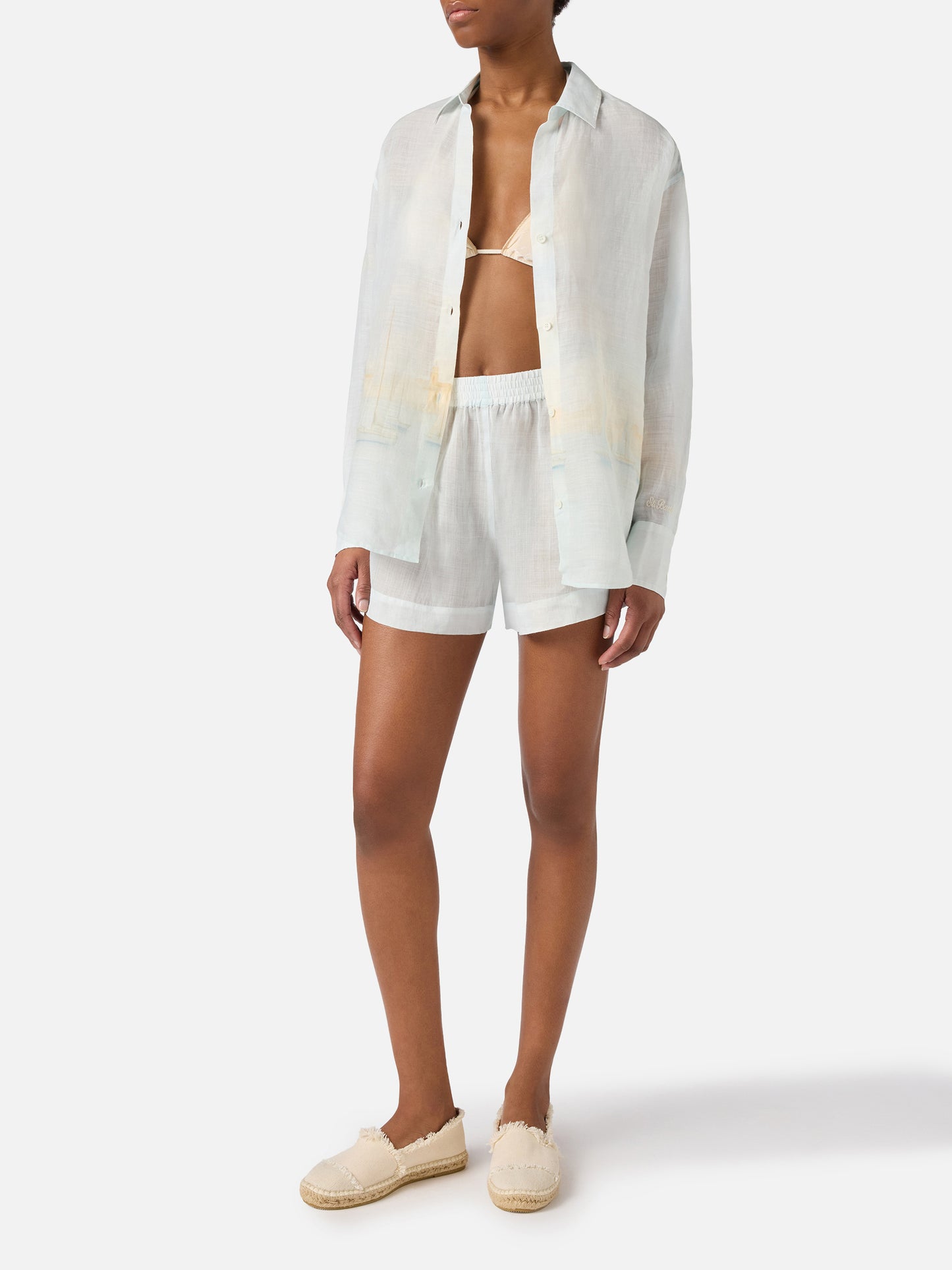 Shorts Meave in ramie con stampa St. Tropez