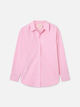 Gestreiftes Cristal Hemd aus pinkfarbener Baumwolle mit Après St. Barth Stickerei 