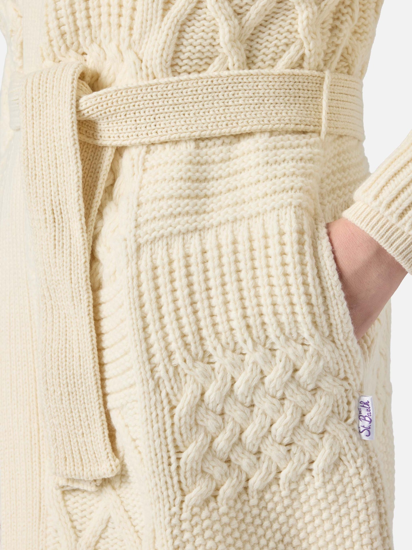 Maxi-Cardigan Daba mit Stickerei und Gürtel