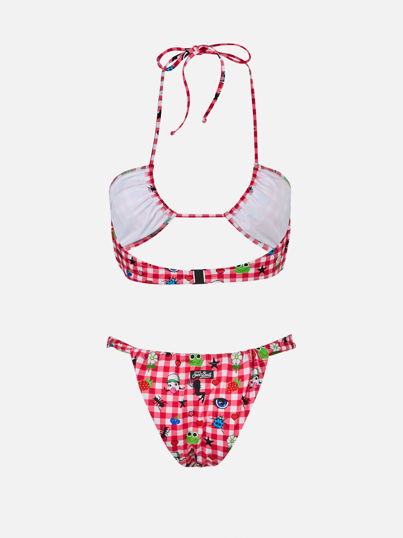 Damen Bandeau Bikini Dahelle mit Gingham und ausgefallenem Print | BEEPY BELLA SPECIAL EDITION