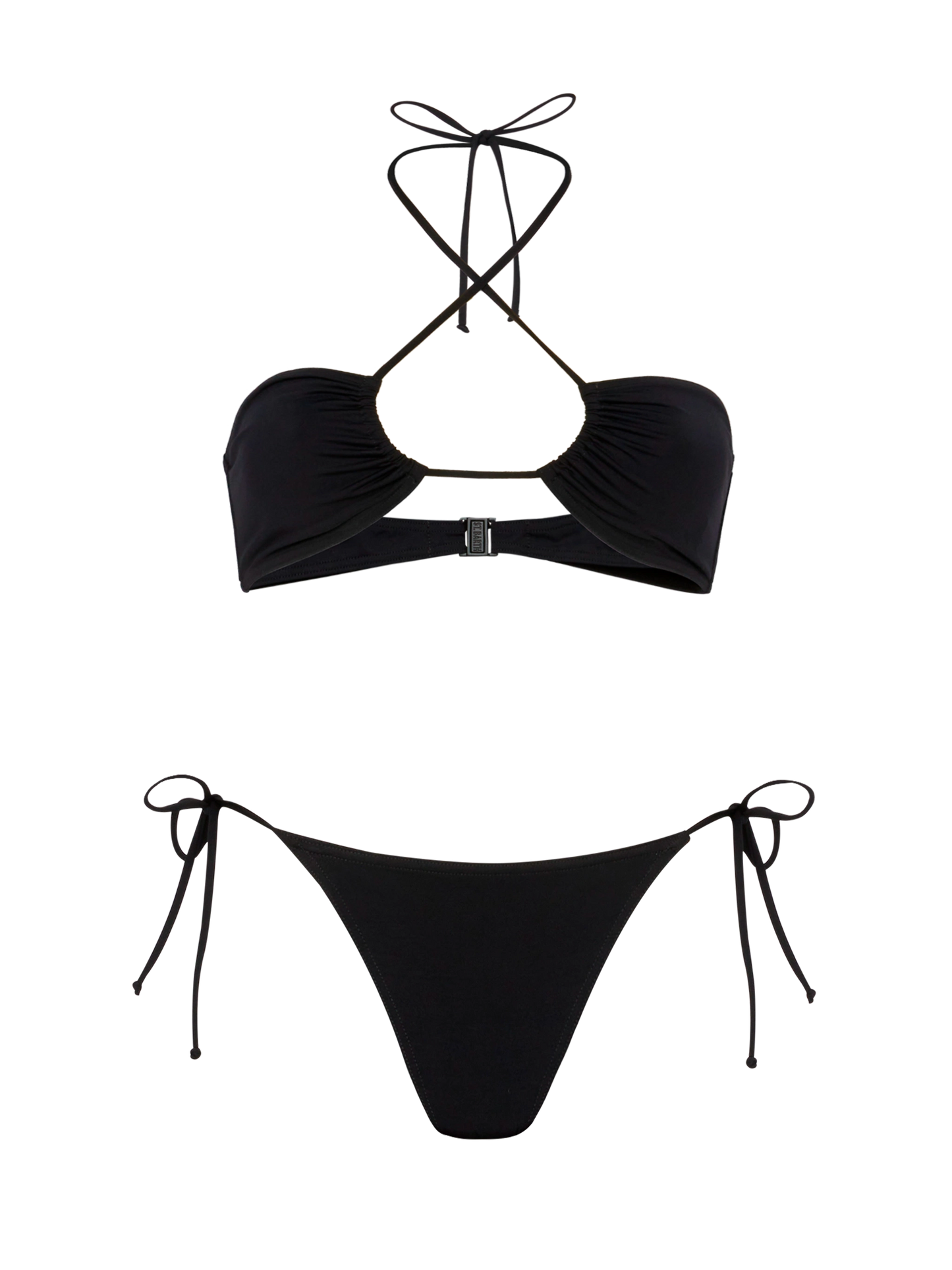 Klassische schwarze Badehose „Marielle“ – schwarzes Bandeau-Top „Dahlia“