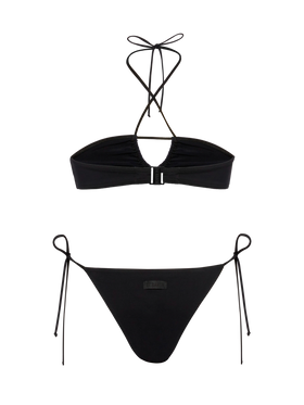 Klassische schwarze Badehose „Marielle“ – schwarzes Bandeau-Top „Dahlia“