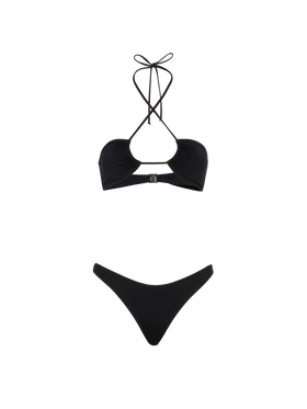 Dahlia Lido black bikini with bandeau top and classic briefs