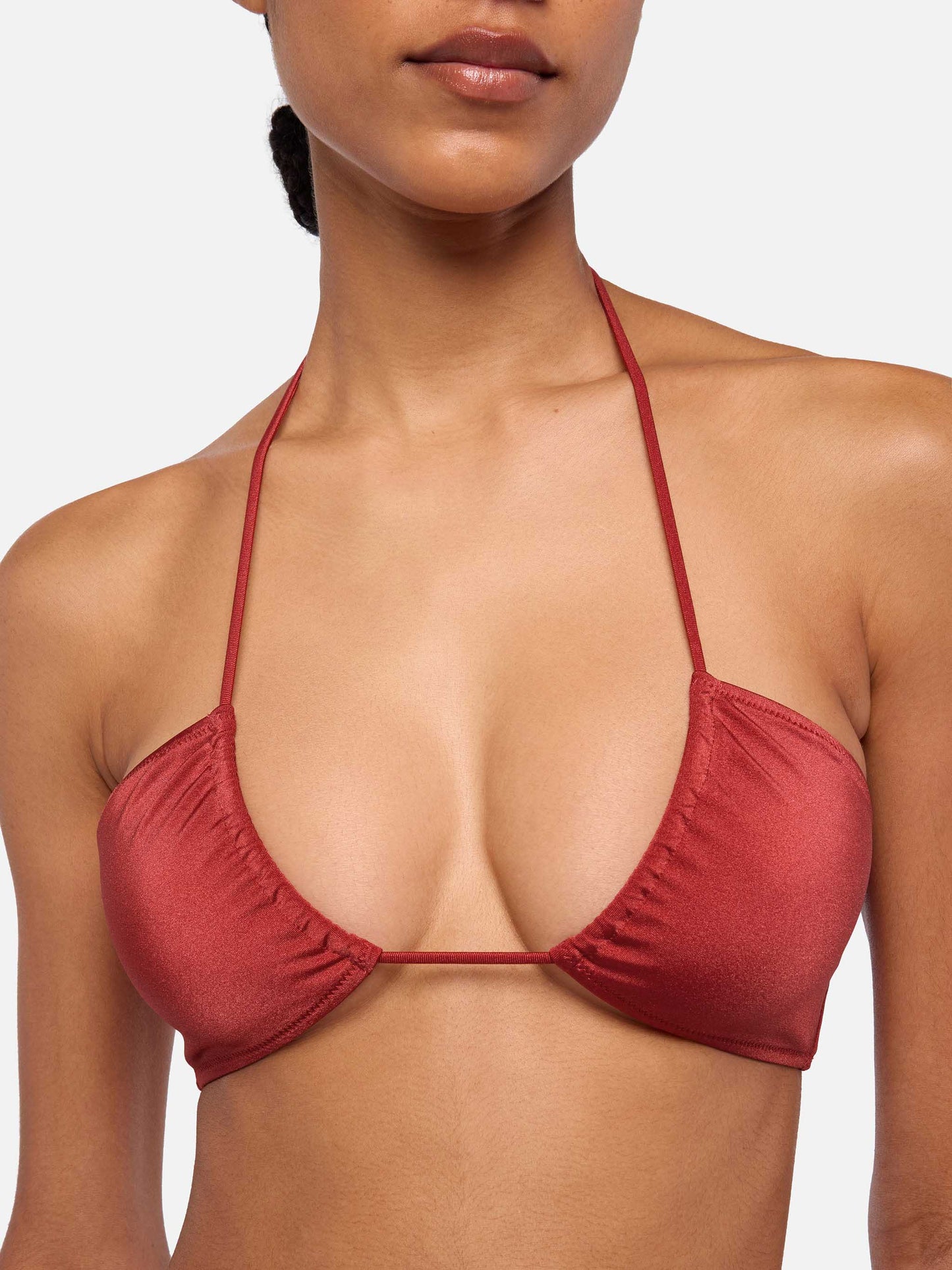 Noelle shimmer brick red cheekiest swim briefs - Dahlia shimmer brick red bandeau top