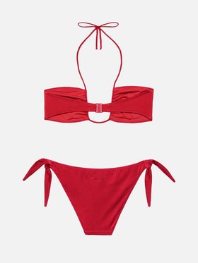 Shimmer brick red bandeau bikini Dhalia Yali