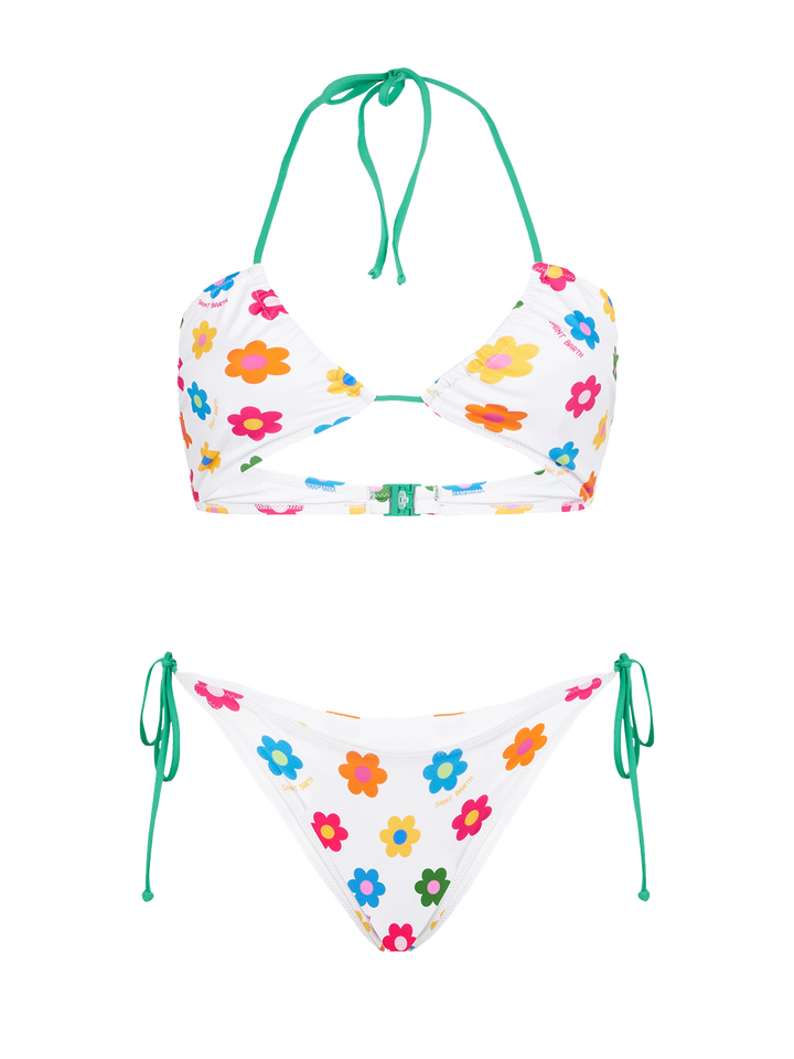 Bandeau-Bikini für Damen mit Gänseblümchen-Print