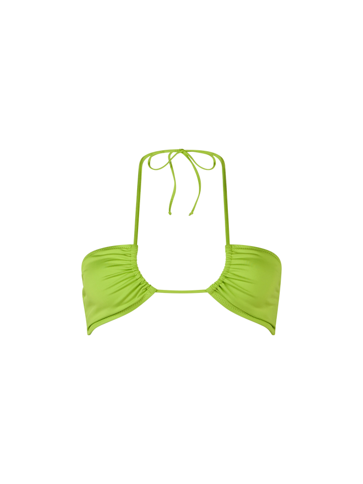 Woman lime green bandeau Dahlia beach top