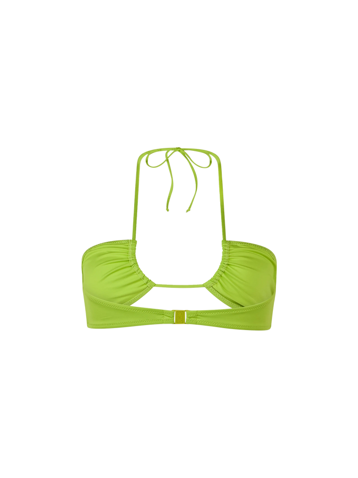 Woman lime green bandeau Dahlia beach top