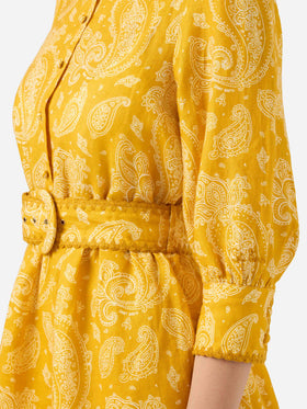 Kurzes Leinenkleid Daisi mit Paisley-Print