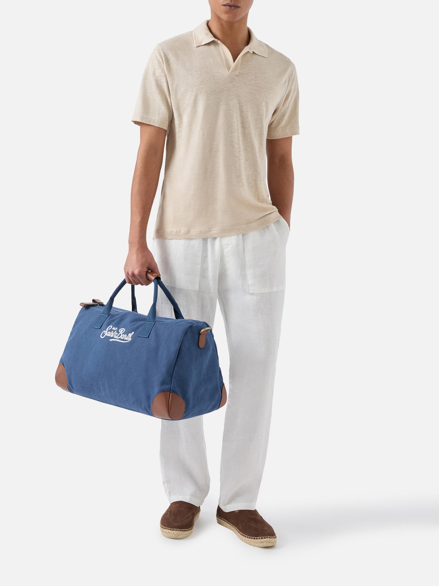 Daily navy cotton blend weekender with embroidered logo