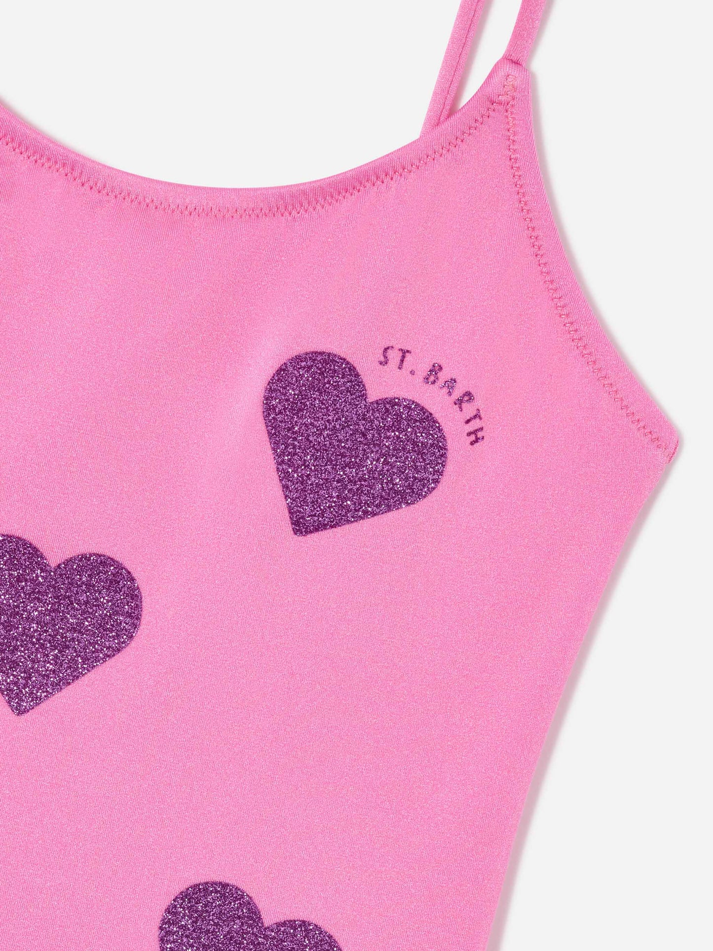 Dancer one-piece swimsuit with tulle ruffle and glittered hearts
