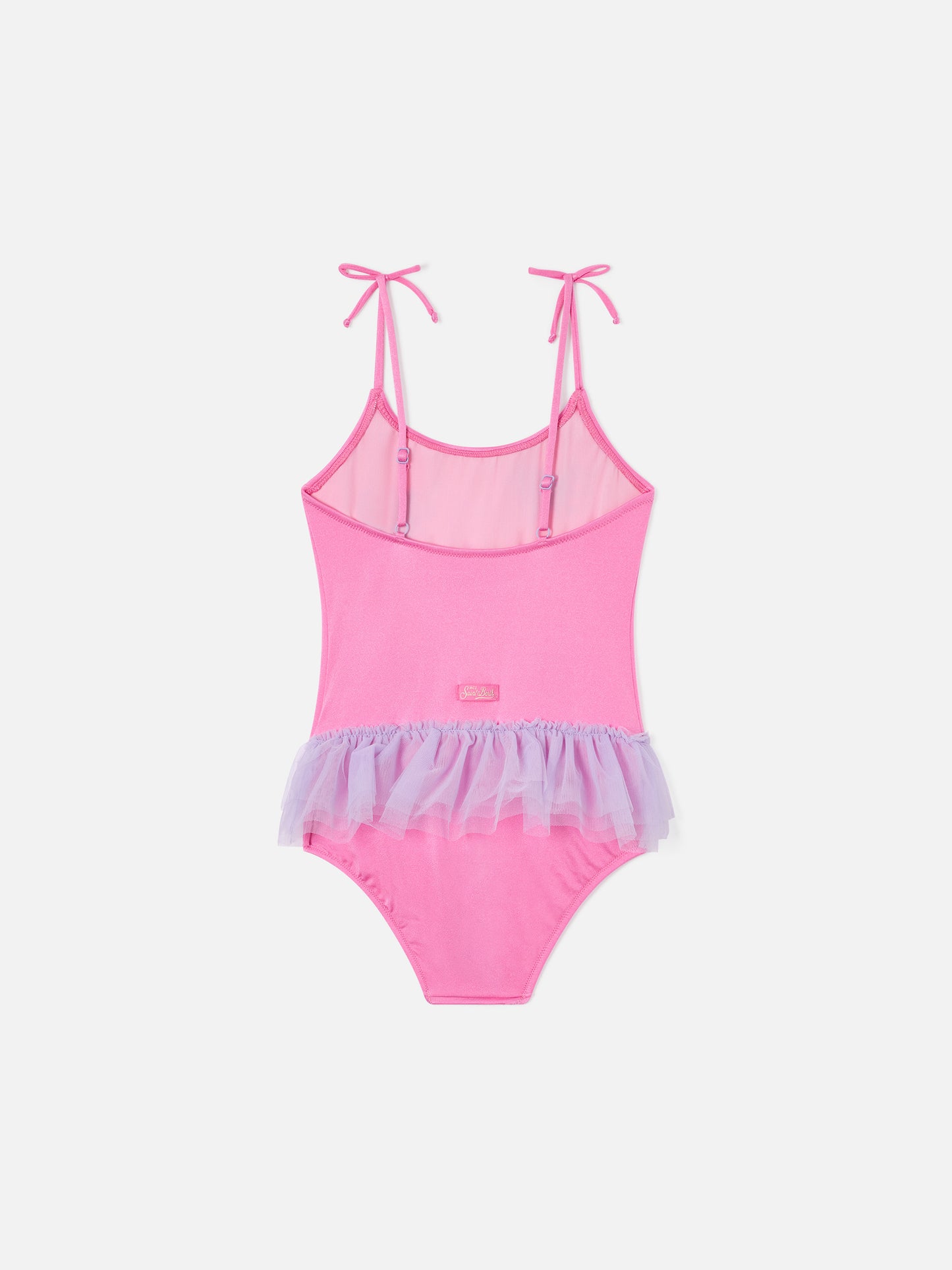 Dancer one-piece swimsuit with tulle ruffle and glittered hearts