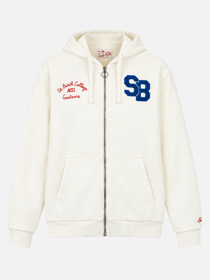 Danny white sweatshirt with patch and embroidery