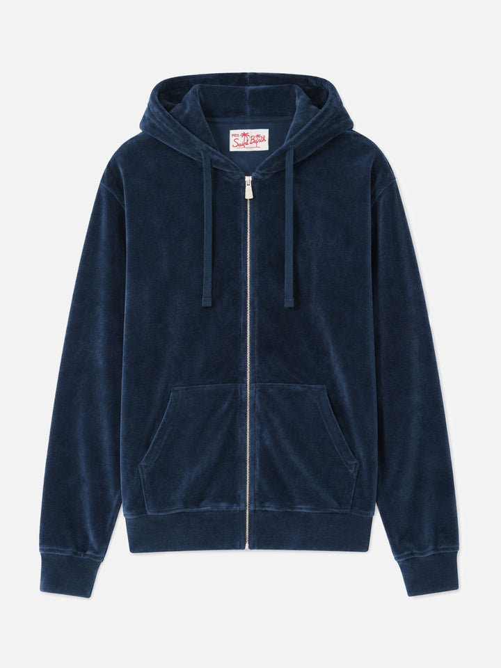 Sweat à capuche zippé en éponge Danny avec broderie St. Barth 