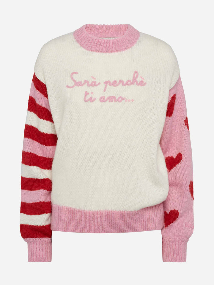 Alpaka-Pullover Danya mit Sarà perchè ti amo-Stickerei