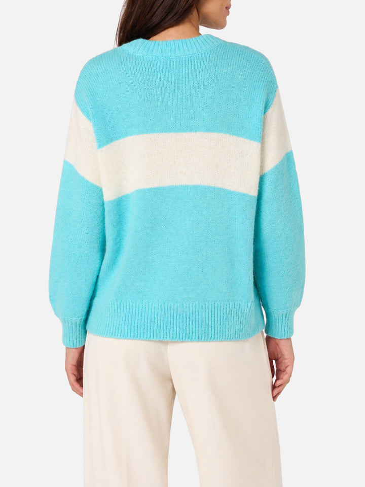 Danya light blue sweater with Après Ski print