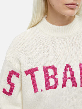 Woman white sweater Danya with St. Barth jacquard