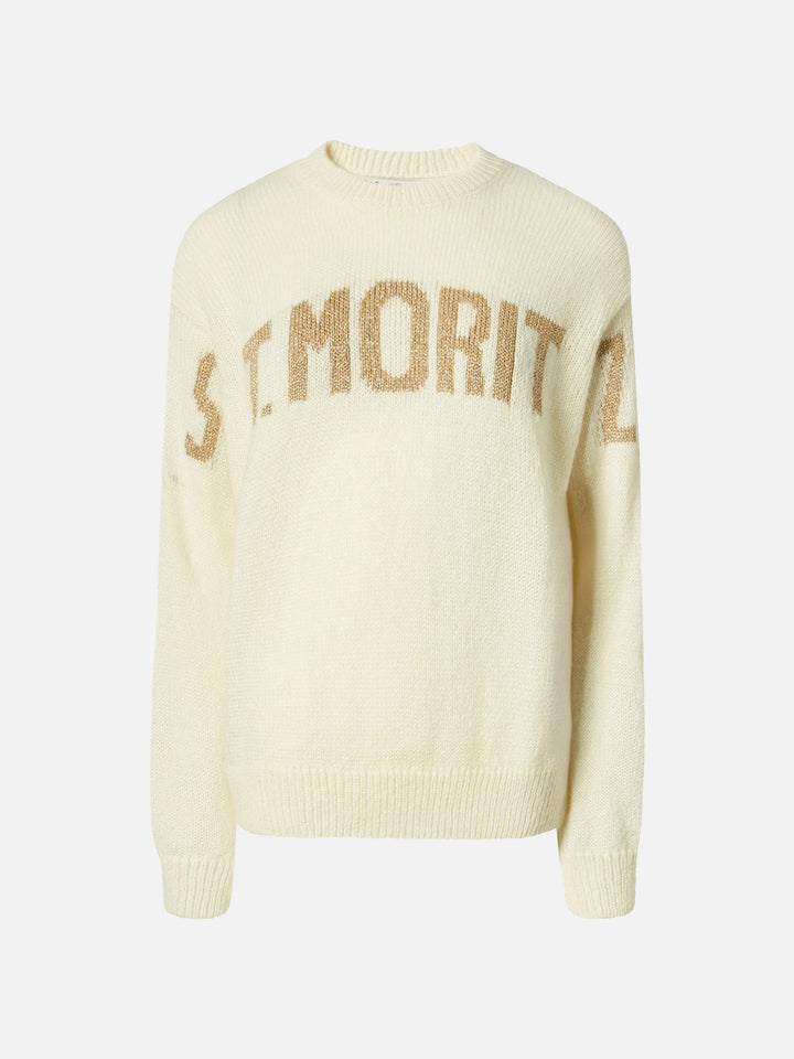 Maglione Danya in misto alpaca bianco con jacquard St. Moritz