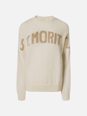 Maglione Danya in misto alpaca bianco con jacquard St. Moritz