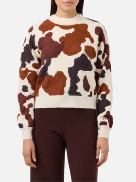 Danya stretch merino-wool and alpaca-blend sweater with cow-print