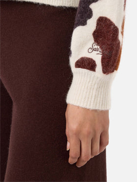 Danya stretch merino-wool and alpaca-blend sweater with cow-print