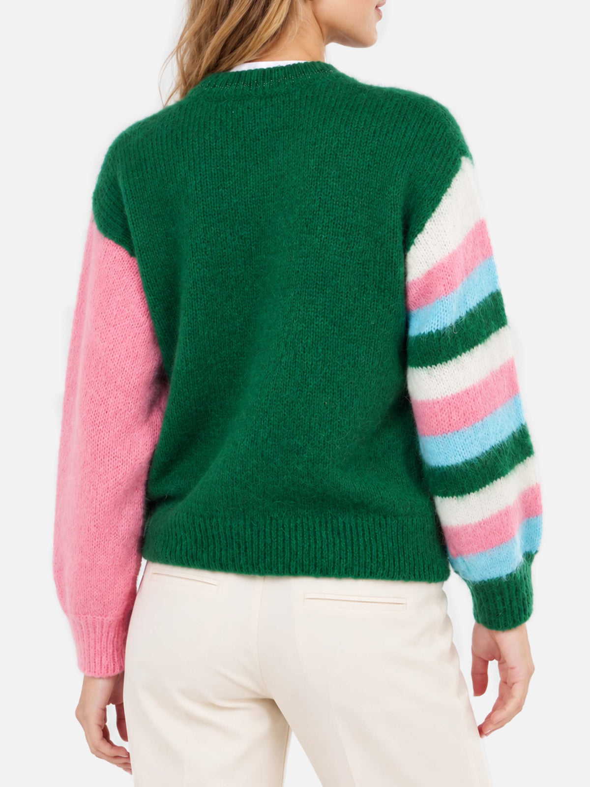 Green Danya Soft boxy sweater with embroidery