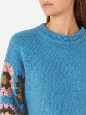 Pull bleu clair Danya Soft Crochet 