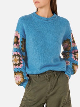 Pull bleu clair Danya Soft Crochet 