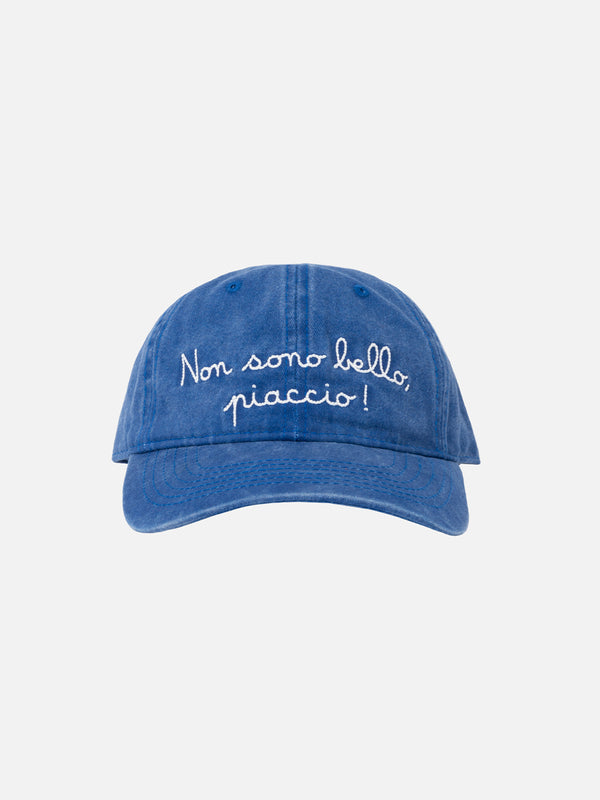 Denim embroidered ball cap Davis with non sono bello, piaccio embroidery | VACANZE DI NATALE SPECIAL EDITION