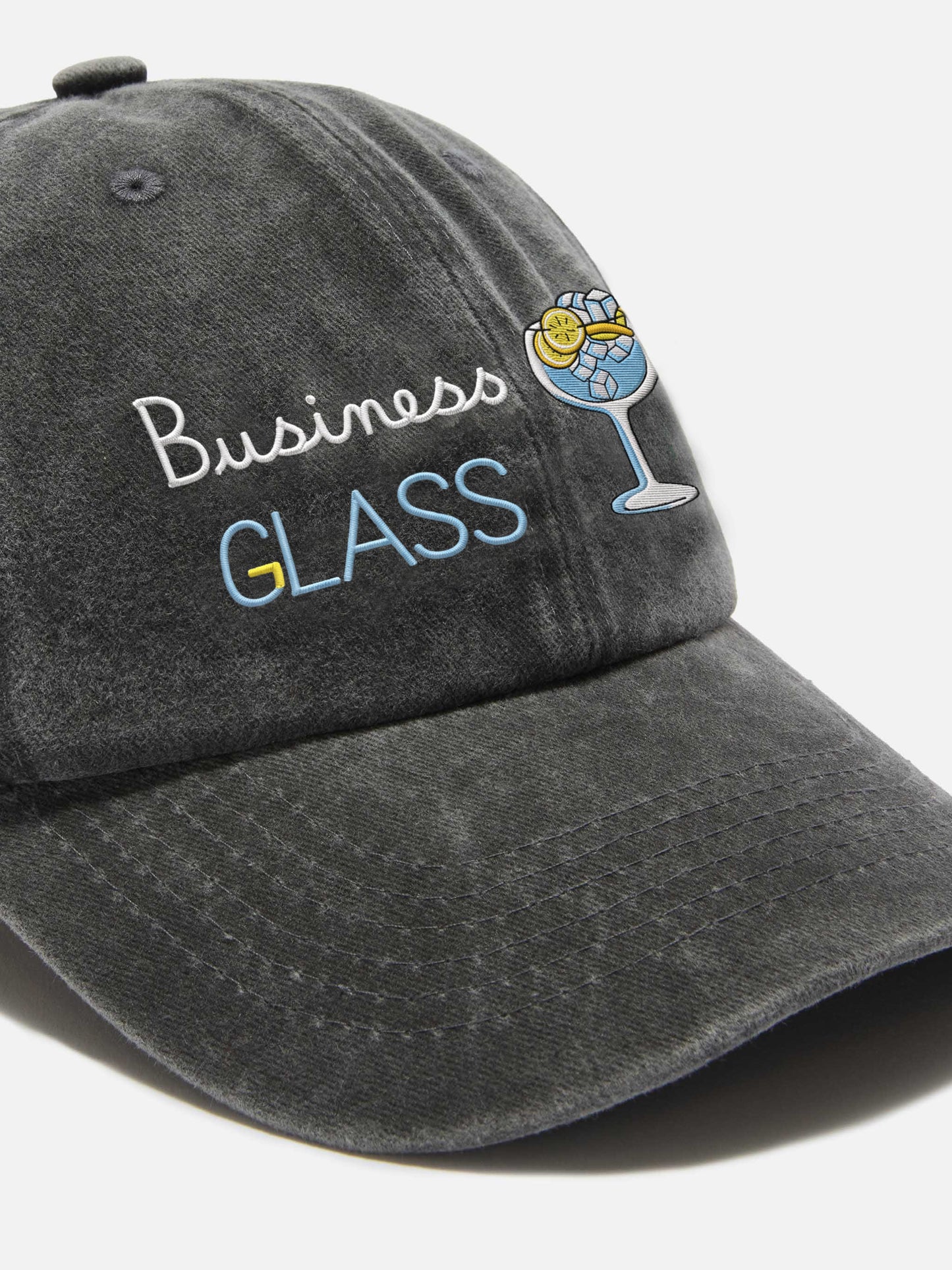 Davis Denim-baseball-Cap in Schwarz mit Business-Gläser-Stickerei 